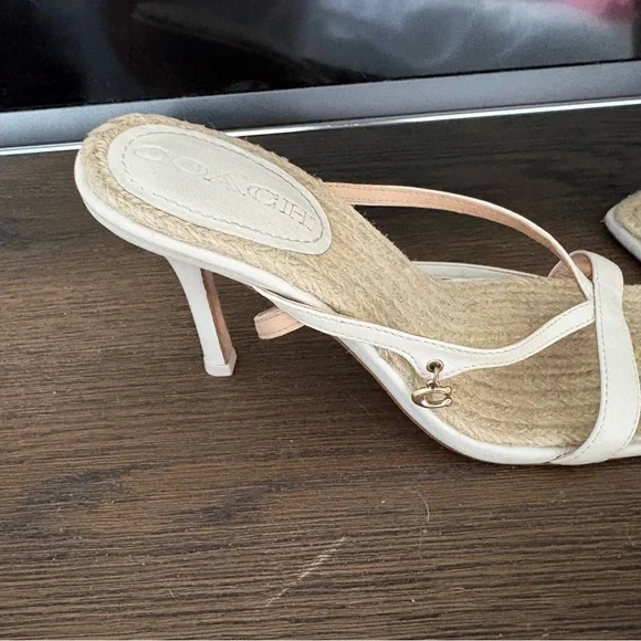 Coach Cream Strappy Espadrille Heeled Sandals - Picture 5 of 6